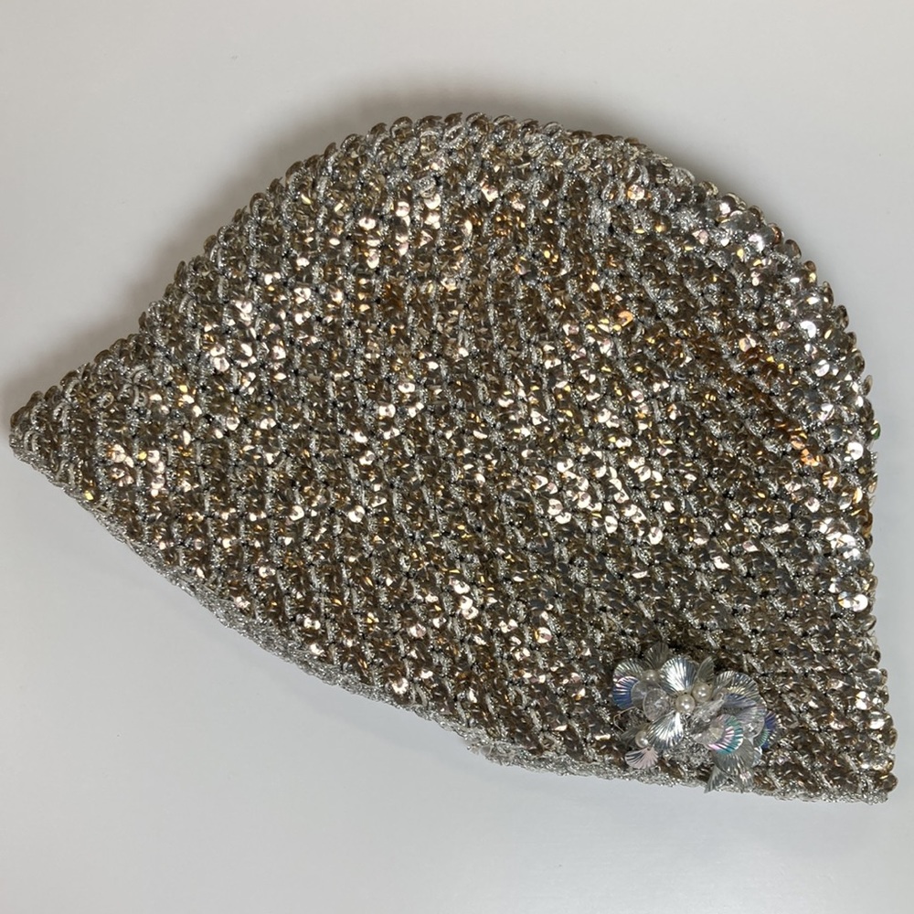 Adolfo II Vintage 60s Mixed Metals Sequin & Metallic Thread Crochet Bucket Hat - Picture 7 of 11